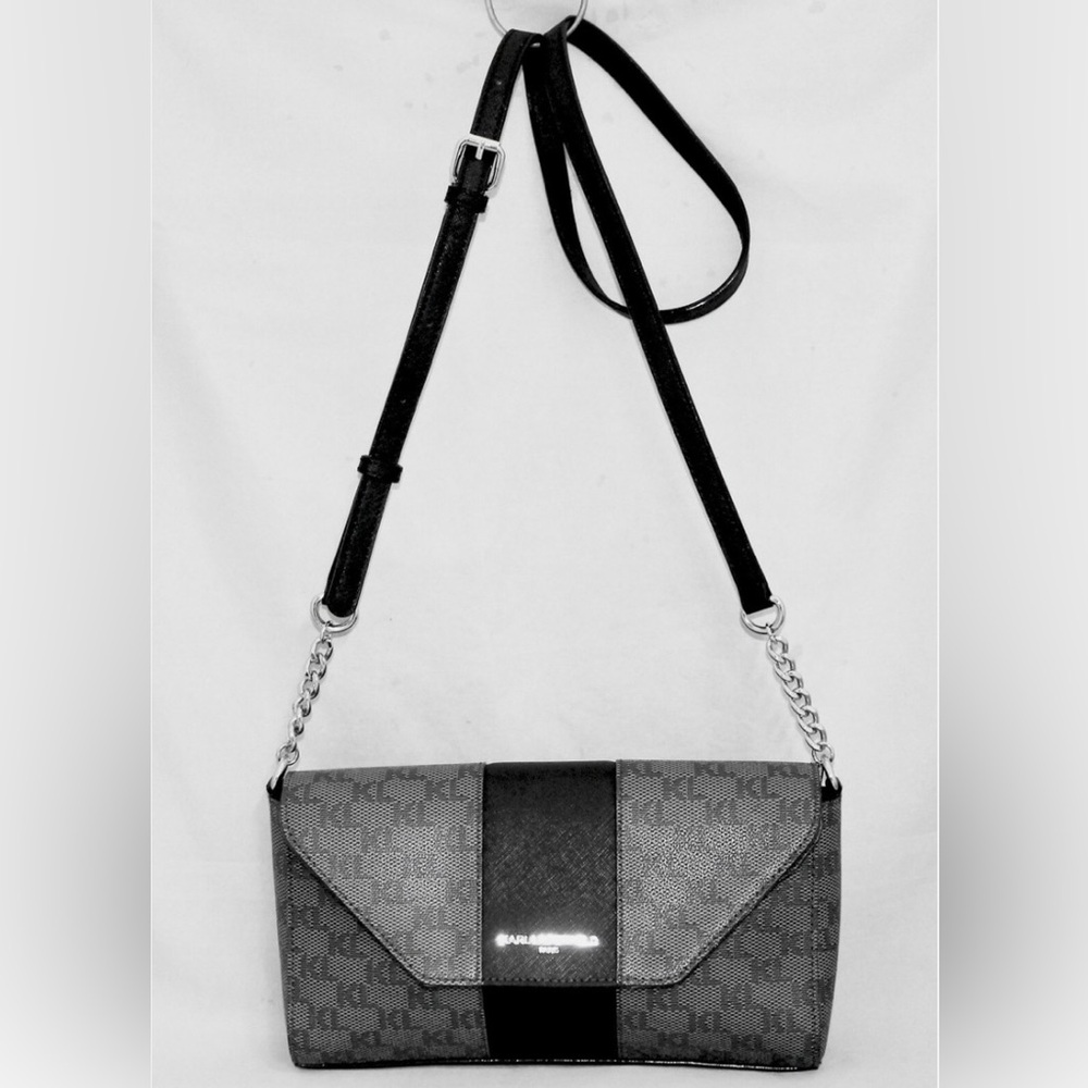 Karl Lagerfeld Gray and Black Crossbody Bag